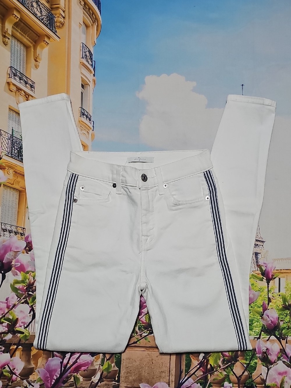 7 For All Mankind White Skinny Jeans Size 24